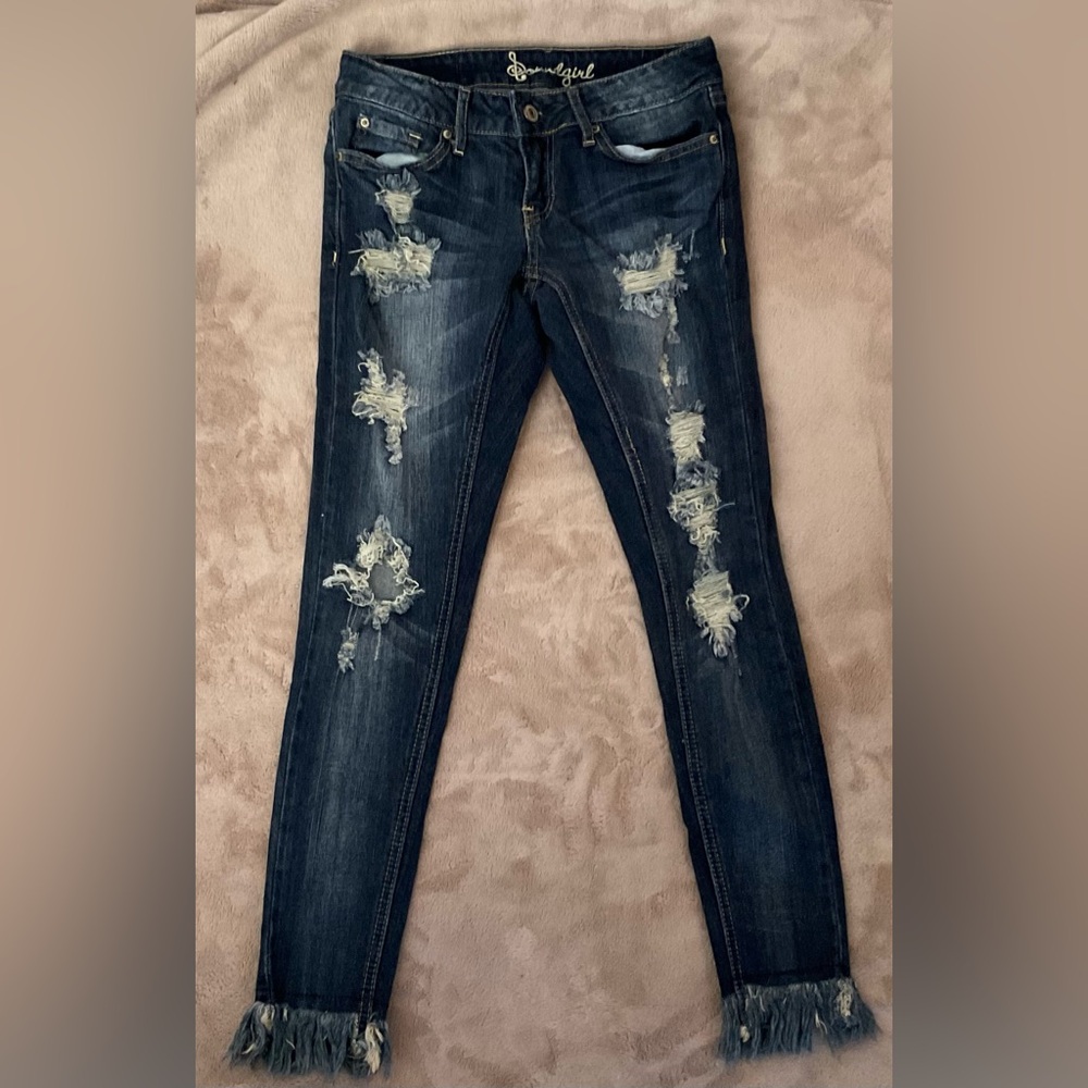 Soundgirl Blue Skinny Jeans with Distressed Details